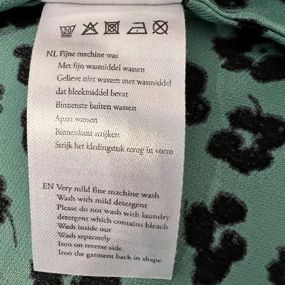 FABIENNE CHAPOT Anthro‎ Green Floral Tie Waist Viscose Shirt Dress Sz Large - Picture 8 of 11